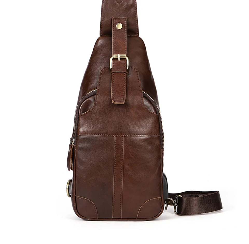 genuine leather men bag zipper crossbody bag sling bag men chest pack men messenger bags (3)