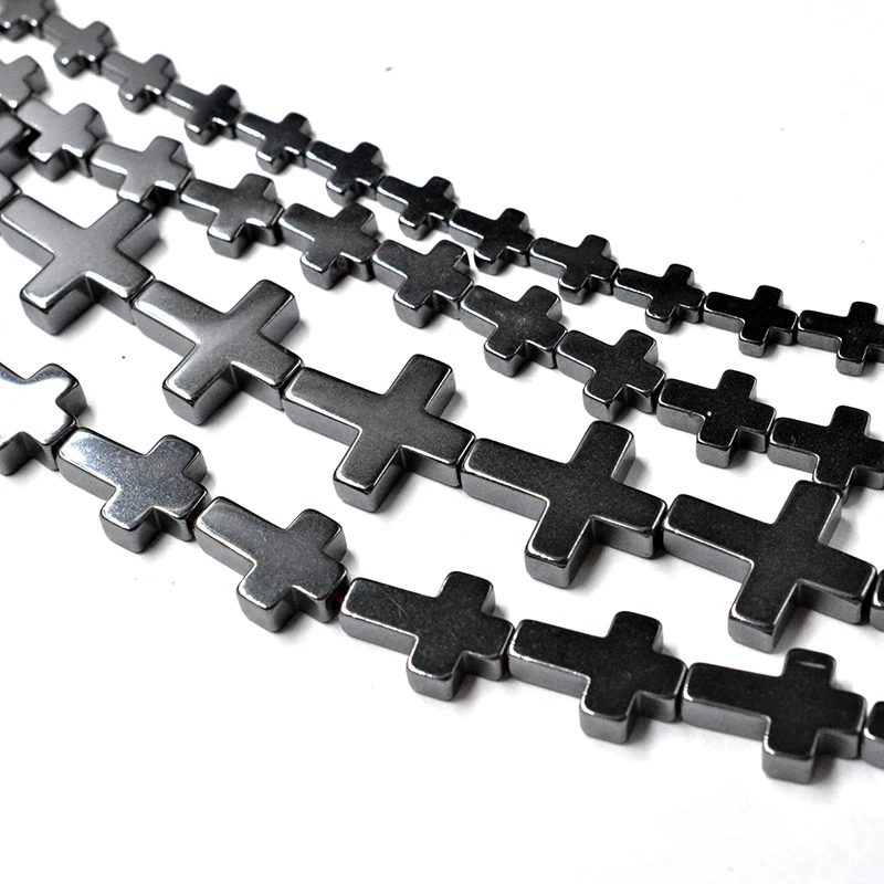 

Free Shipping Natural Cross Stone Black Hematite Beads 6*8/8*10/10*14/14*17MM Pick Size for Jewelry Making Diy Bracelet Necklace