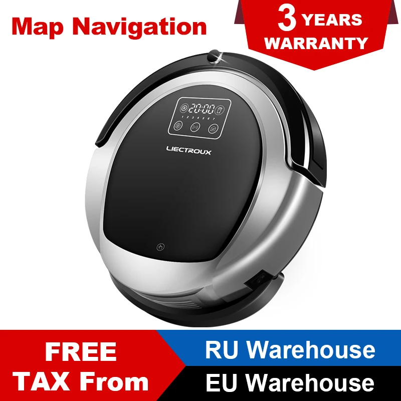 LIECTROUX Robot Vacuum Cleaner B6009 Map Navigation Smart Memory 3D Filter Dual-way UV Light Dual-way Virtual Blocker Wet & Dry