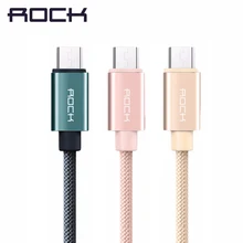 ROCK Metal Nylon Braid Micro USB Cable for Samsung/Xiaomi/Meizu/Huawei/HTC USB Cable Alloy Data Charging cable