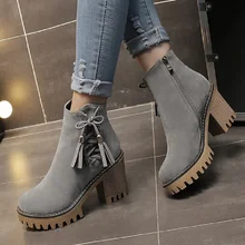 SALCXO winter boots women ankle boots for women platform shoes round toe ankle strap autumn women shoes free shipping &931T9