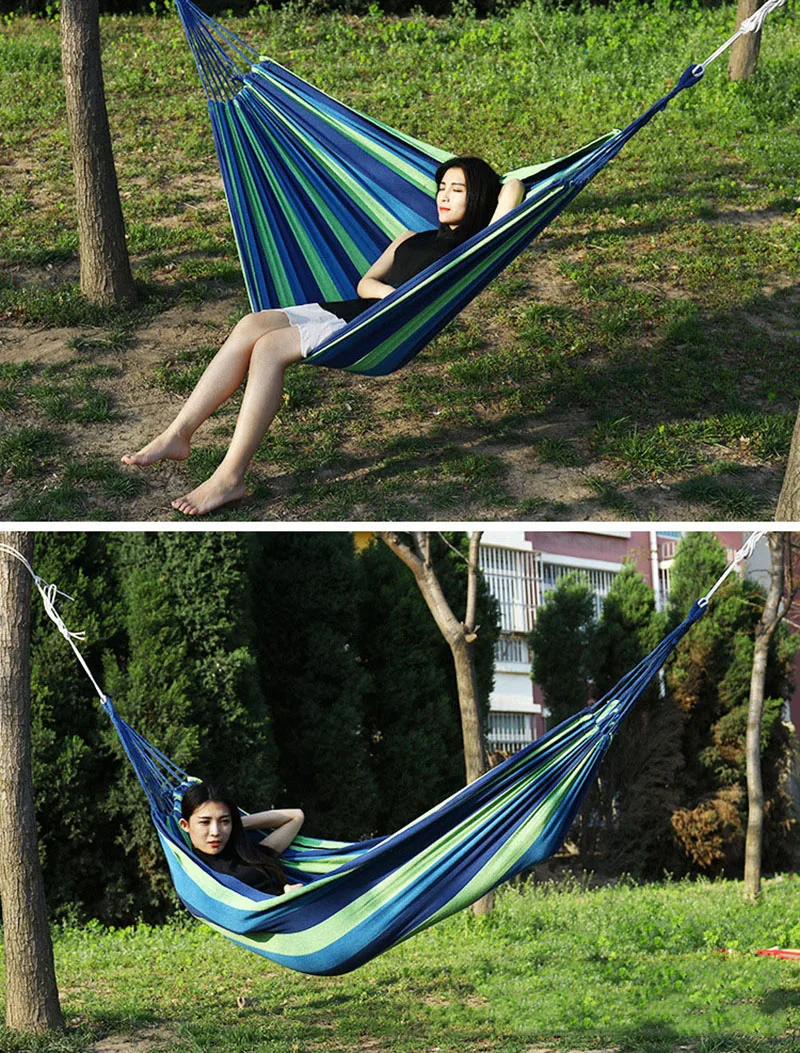 Hammock Swings Portable Outdoor Camping Furniture Stripes Hammock Tent Hanging Sleeping Bed 280cm x 80cm Travel Garden Terrace (6)