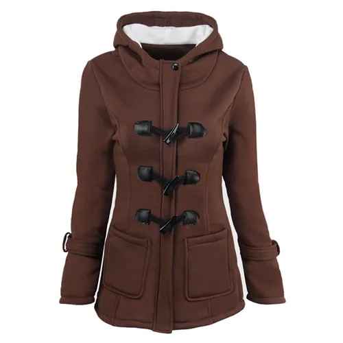 Women Causal Coat 2018 Autumn Witner Women's Overcoat Female Hooded Zipper Horn Button Outwear Jacket Casaco Feminino | Женская