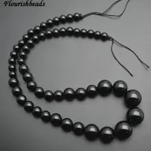 6 мм~ 14 мм натуральный черный оникс агат гладкие камни Градуированные круглые бусины без застежки подходят под модное ожерелье изготовление