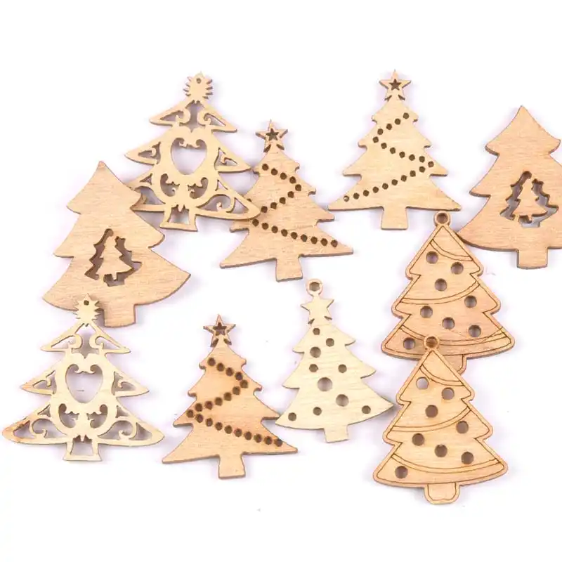 Decorazioni Albero Di Natale In Legno Fai Da Te.Misto A Forma Di Albero Di Natale In Legno Fette Di Artigianato 10pcs Naturale Di Legno Ornati E Decori Fai Da Te Decorazione Scrapbooking Ornamenti M1858 Aliexpress