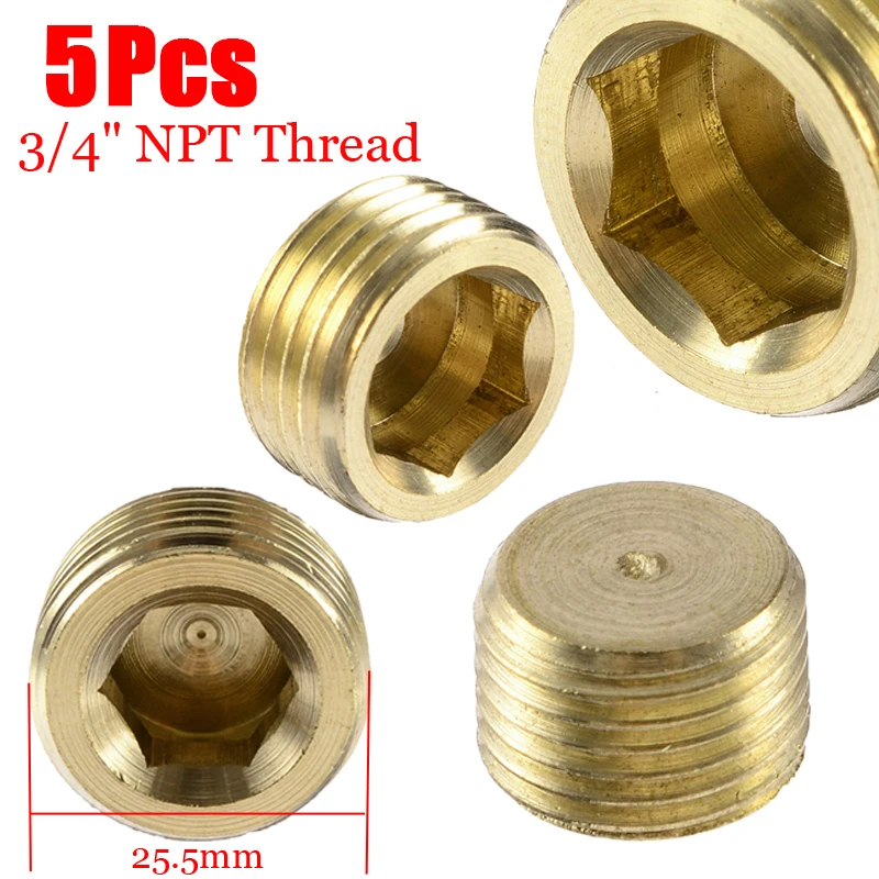 С утопленной шестиугольной труба с раструбом заглушки G3/4 3/4 "NPT резьба 5 шт набор