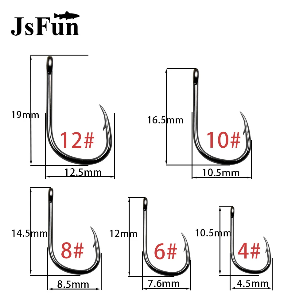 JSFUN 100 шт./кор. Размер 4#-12# с высоким содержанием углерода Сталь бронзовых морских рыболовных крючков Jig КРЮЧКОВ с бородкой и с отверстием для ловли карпа рыболовные снасти DG03