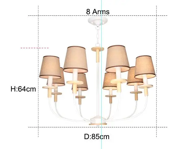 MDWELL скандинавский светодиодный светильник с тканевым абажуром для гостиной люстры светильник ing современный белый подвесной светильник для спальни - Цвет абажура: 8 Arms