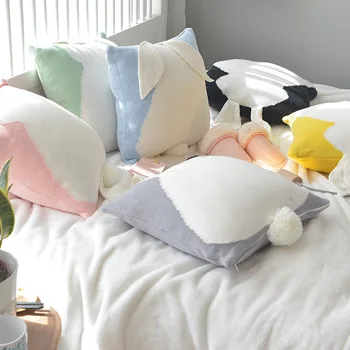 

Nordic Three-Dimensional Cute Candy Rabbit Pillowcase Cotton Knit Pillow Sofa Decoration Ball Waist Mat Car Cushion BZ021-30