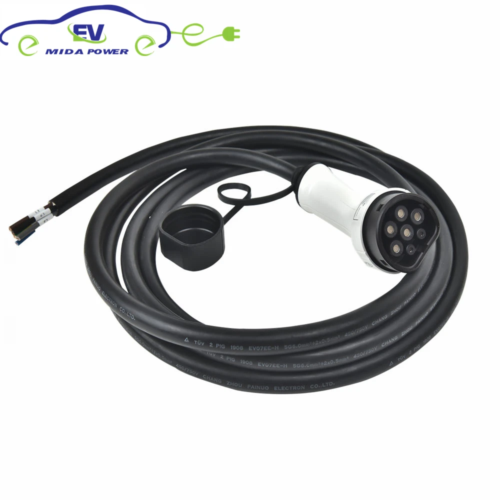 

7M 16Amp IEC62196 Type 2 EV Charger Plug Single Phase EV Charging Cable EVSE Tethered Cable for Electric Car Charger