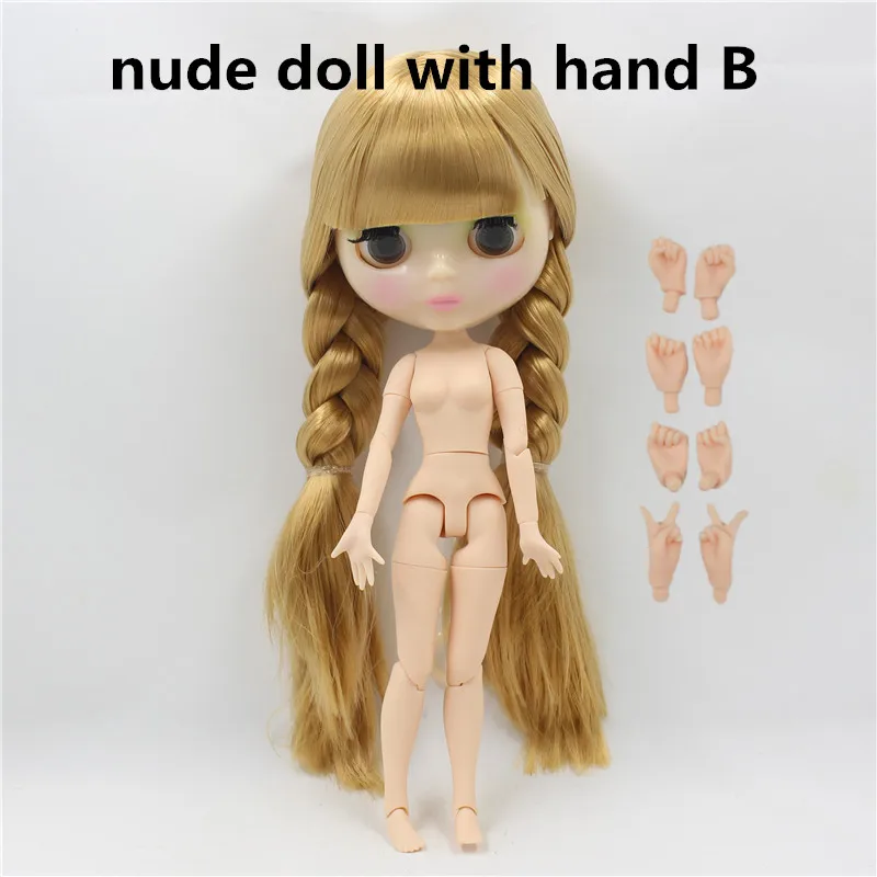 Ледяная фабрика Blyth кукла шарнир тело bjd игрушка светлые волосы прозрачное лицо подарок 1/6 30 см голая кукла - Цвет: doll with hand B