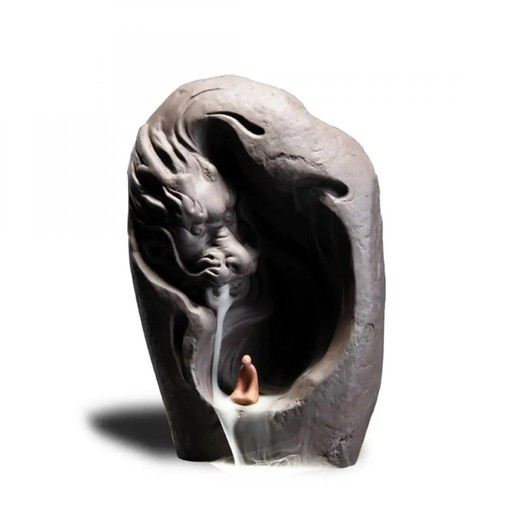 

Traditional Ceramic Censer Dragon Shape Buddha Smoke Waterfall Incense Burner Buddhism Backflow Incense Holder Home Decor