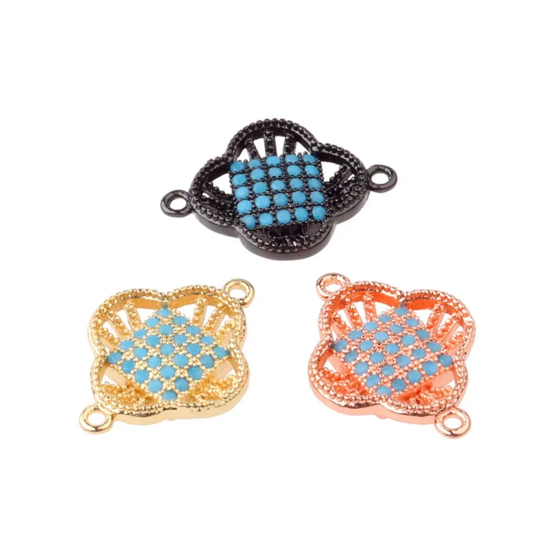 

Fashion CZ Zircon Micro-set Double Ring Connector Jewelry Accessories Connection Necklace and Bracelet Making Discovery