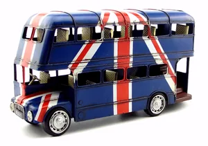 Винтажная классическая модель лондонского двухслойного автобуса, Ретро Винтажные кованые металлические поделки для украшения дома/паба или подарка на день рождения
