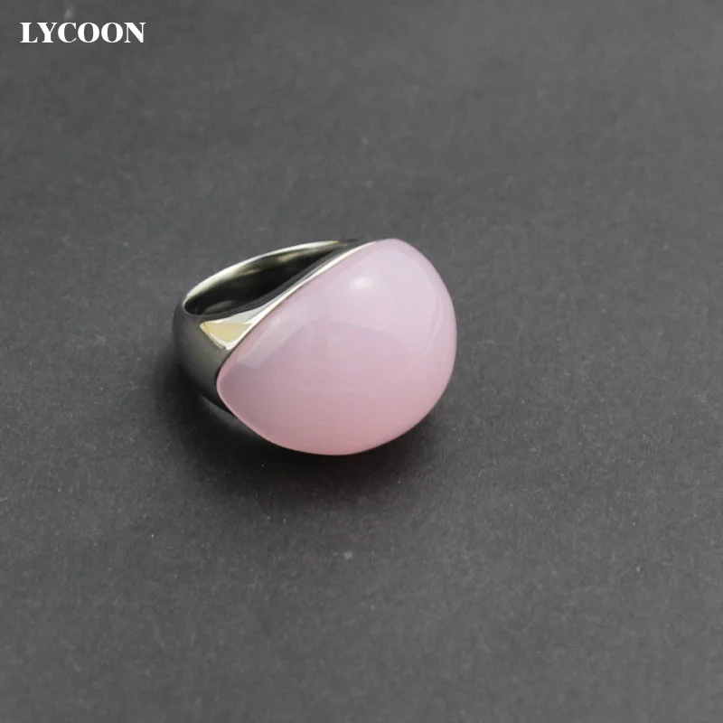 Женское кольцо в виде кошачьих глаз LYCOON из нержавеющей стали 316L с розовым опалом