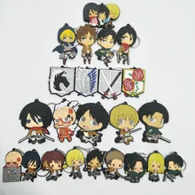 1 pcs new Anime Action Figure Attack on Titan Eren Jaeger Mikasa Ackerman Armin Arlart Cartoon PVC Keychain figure toys gift