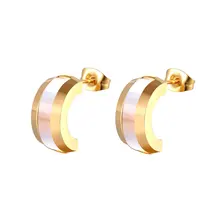 Красивая изогнутая средняя оболочка Женская Сережка-гвоздик из нержавеющей стали серебряные и золотые ювелирные серьги подарок