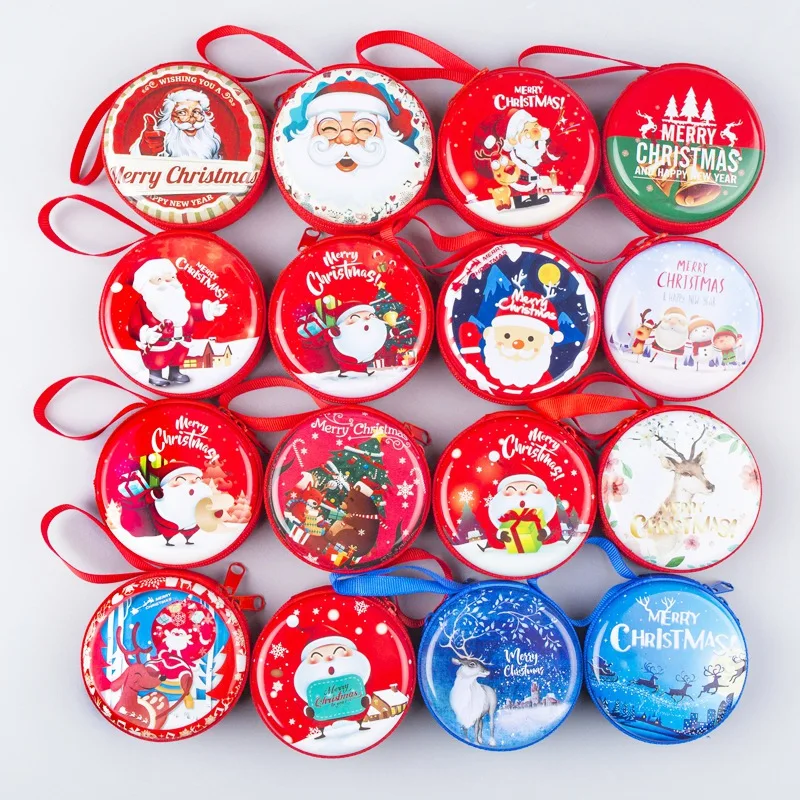 

Snowman Santa Claus Printing Data line Storage Box Christmas Mini Coin Storage Case Christmas Kid Gift Xmas Hanging Decor