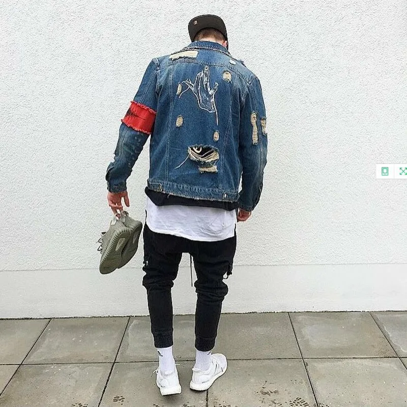 wonderful  Men's Jean Jackets Streetwear Hip Hop Bomber Jacket Denim Jacket Men Brand Ripped Denim Jackets Cas