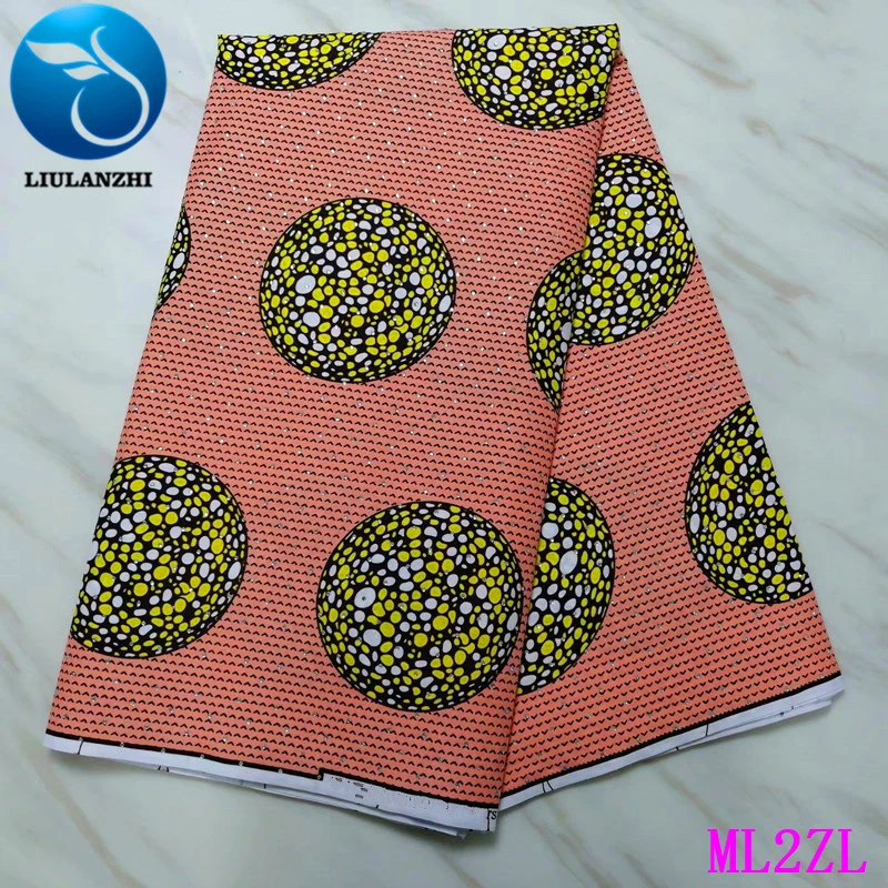 LIULANZHI Wax African Polyester Stones Ankara Printing Fabric for Dress Nigerian Wax Tissu 6 yards/Piece ML2ZL53