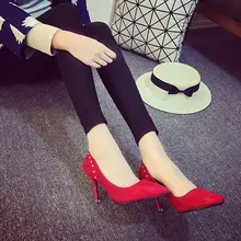 Nice New women shoes pointed toe fashion women pumps high heels thin heels shoes women shallow mouth sexy rivets Fashion