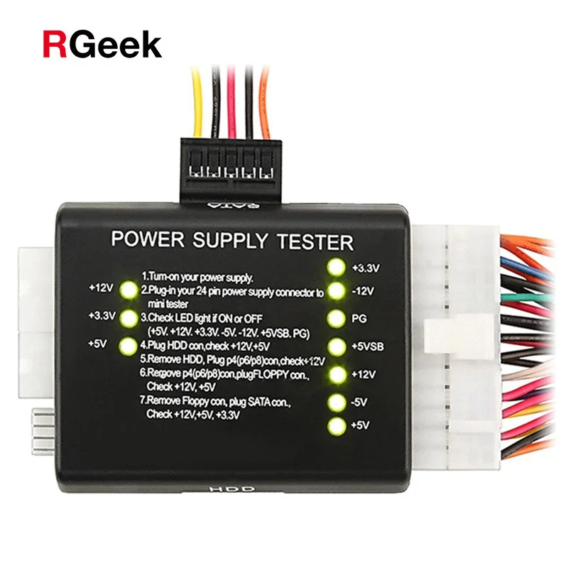 

PC Computer 20 Pin 24 Pin Power Supply Tester ATX SATA HDD Checker Power Measuring Diagnostic Tester Tools