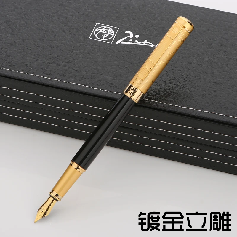 

1pcs/lot Stationery Brand Picasso 902 Fountain Pen Gold/Silver Clip Gifts For Men 0.5mm Metal Iraurita Office Supplies.not box