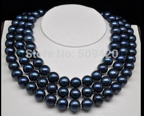 

~~ Free Shipping >>Genuine Cultured 12-13mm AAA black pearl necklaces( 52 inch )