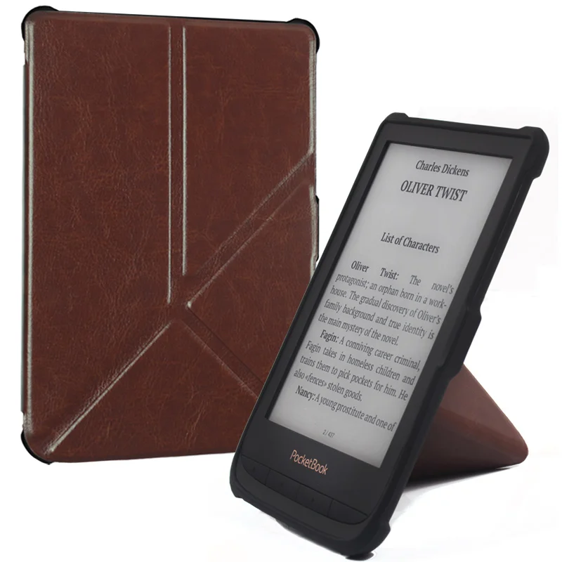 BOZHUORUI smart cover Чехол для Pocketbook 616 627 632 электронных книг, touch Lux 4/одноцветное Lux 2/Touch HD 3 раскладной стенд PU кожаный чехол - Цвет: Business brown