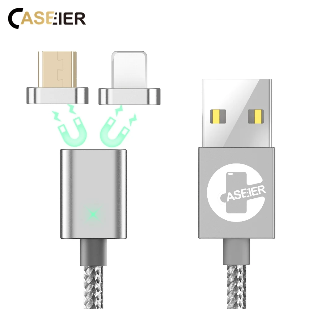 

CASEIER 2 in 1 Magnetic Cable Micro USB Cable For Samsung Xiaomi Android Mobile Phone 2.4A Fast Cables For iPhone 7 8 X Charger