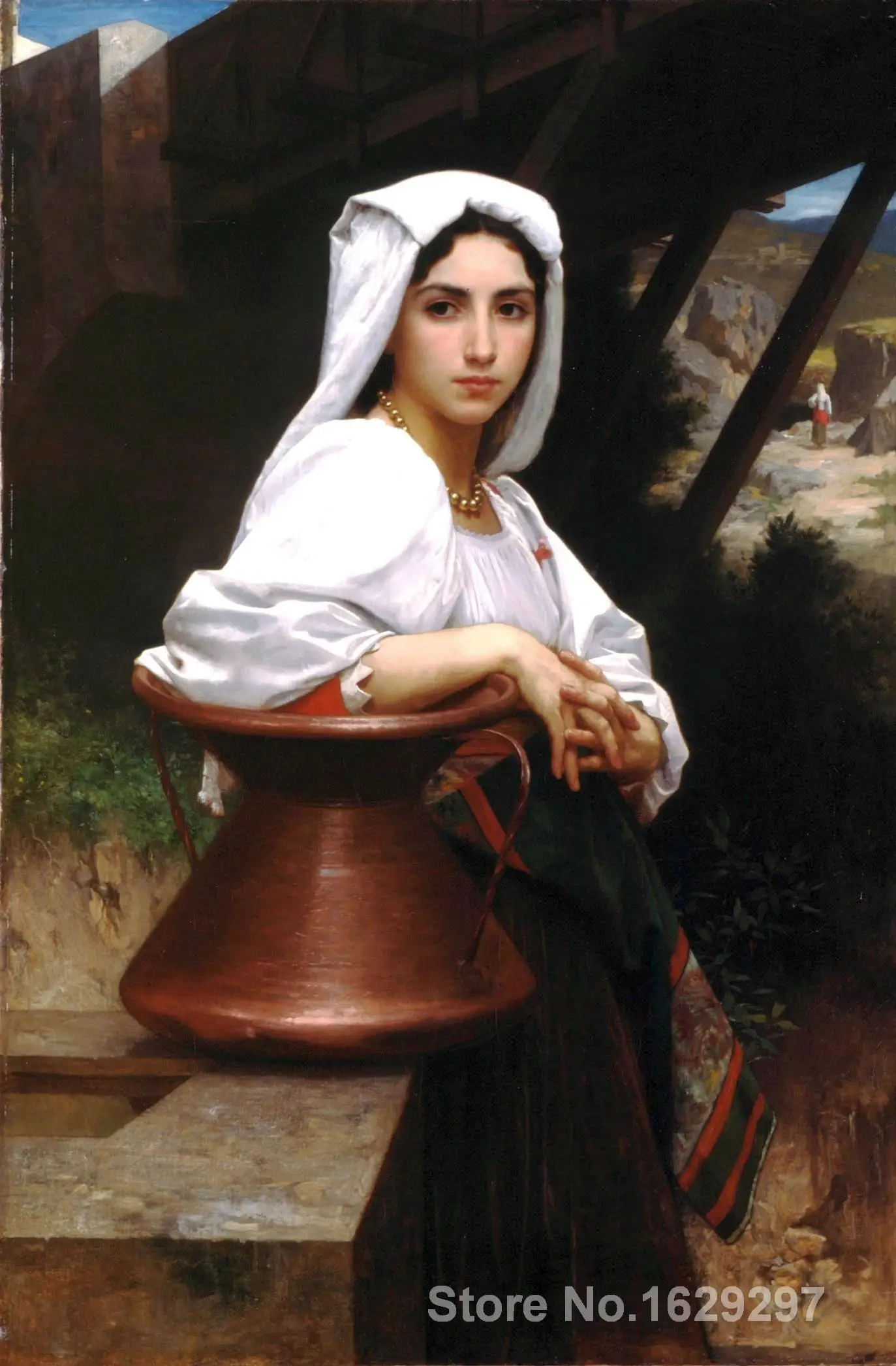 

Italian Girl Drawing Water William Adolphe Bouguereau painting for bedroom decoration High quality
