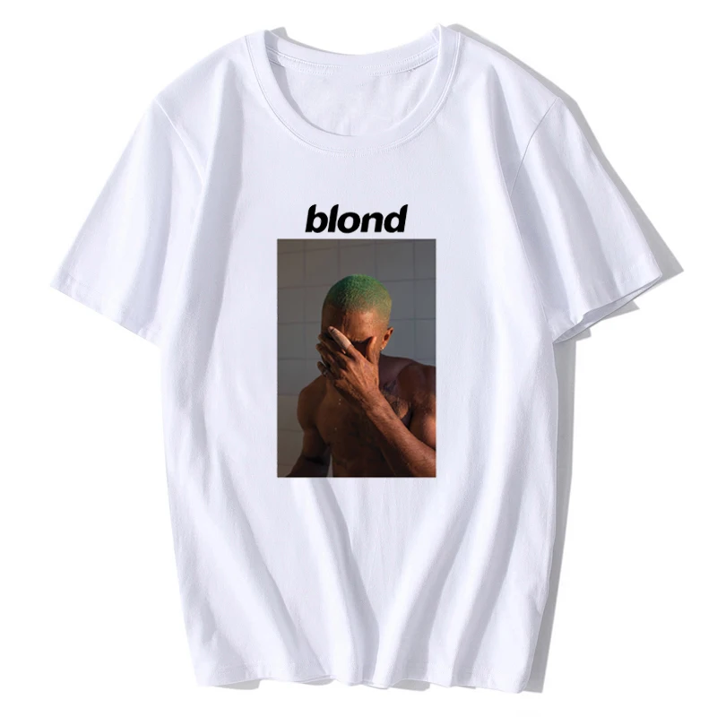 Модная футболка с принтом лица Frank Ocean Blonde, смешная хлопковая белая футболка с круглым вырезом, Женская Повседневная футболка с коротким рукавом