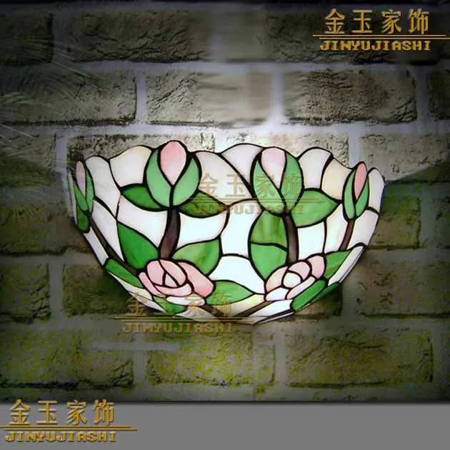 

8inch European Mediterranean tiffany retro rose wall lamp hallway cozy Creative lamp bar corridor