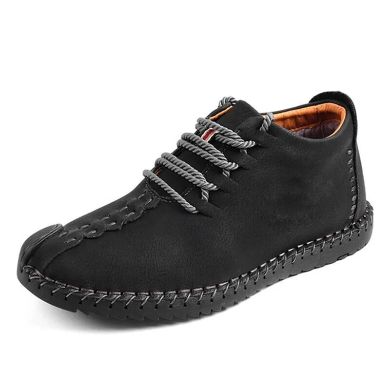 Mynde/Новые мужские ботинки; зимние теплые ботинки с плюшем; повседневные мужские зимние ботинки; Рабочая обувь; Мужская обувь; Модные ботильоны; размеры 38-48 - Цвет: black
