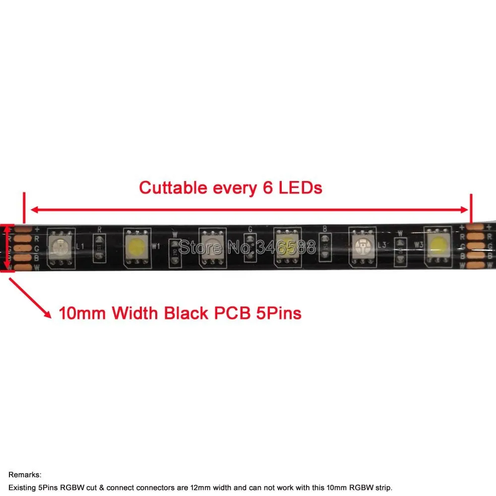 Fita LED Strip flexível, PCB, preto, branco,