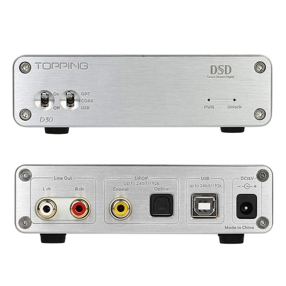 

TOPPING D30 HIFI DAC XMOS USB DSD CS4398 24Bit 192KHz Coaxial Optical