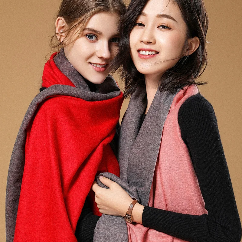 Бренд кашемировые шали и обертывания бандана шарф осень толстый двухсторонний вязаный длинный теплый шарф зима для женщин шарфы-пончо