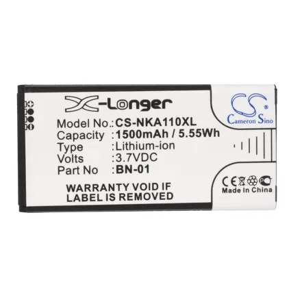 Upgrade ! 1500mAh Battery BN-01 for Nokia A110 Normandy RM-1053 RM-980 X Dual SIM Plus X+ | Электроника