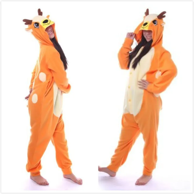 Animal Deer Onesie Adult Women Men Unisex Cosplay Pajamas Jumpsuits