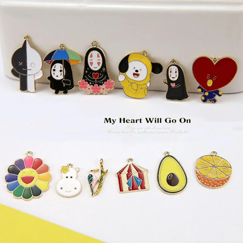 

10pcs Enamel Charm Pendant For Women Necklace Pendant Making Alloy Fit Bracelet DIY Jewelry Accessories