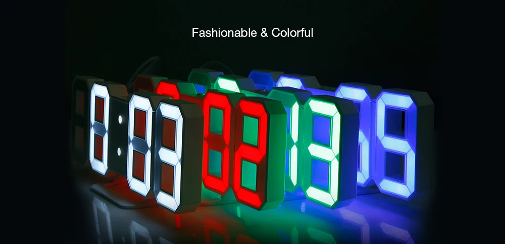 3D LED Digital Alarm Clocks 24 / 12 Hours Display 3 Brightness Levels Dimmable Nightlight Snooze Function for Home Kitchen Office