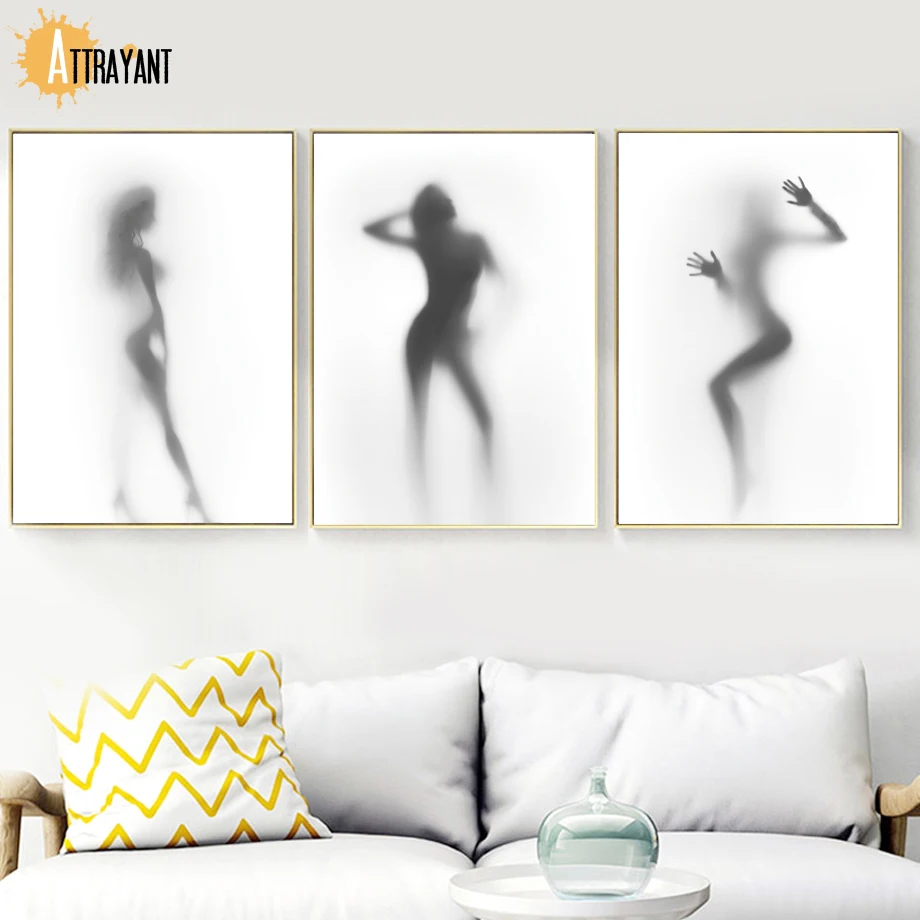 

Sexy Women Nude Naked Girl Shower Hazy Nordic Posters And Prints Wall Art Canvas Painting Wall Pictures For Living Room Decor