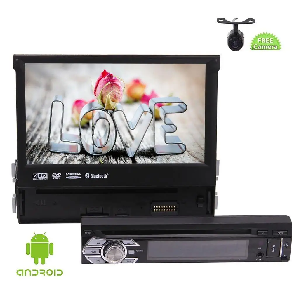 Android 6.0 Car DVD Player single Din Automotive Stereo in Dash GPS Navigation Head Unit Bluetooth Video Audio Wifi +Back Camera