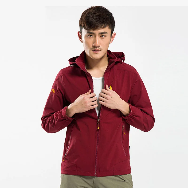 Spring summer font b Men b font Quick drying Elastic trench Coat Camping Hiking Long sleeve