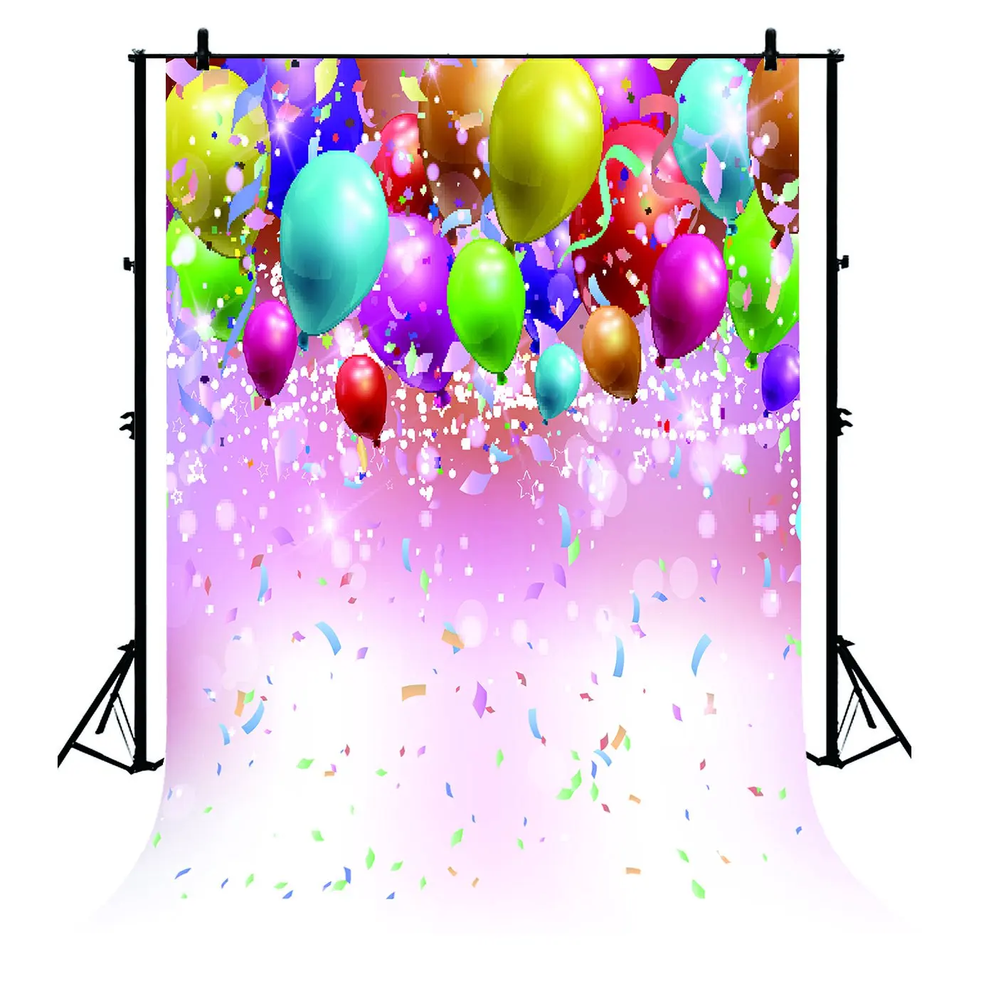 

5x7ft Happy Birthday Colorful Balloons Ribbon Wedding Party Polyester Photo Background Portrait Backdrop