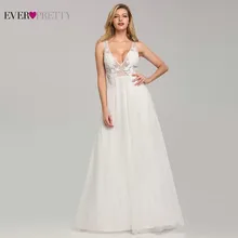 Элегантные свадебные платья Ever Pretty EB07833WH А-силуэт v-образный вырез кружевные аппликации Формальные платья для невесты Тюль Mariage Gelinlik