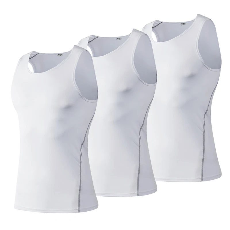 

2019 Fitness Gym Bodybuilding TankTop Sport Jersey Compression Sleeveless Shirt Running Train Vest Quickly Dry White Gym shirt