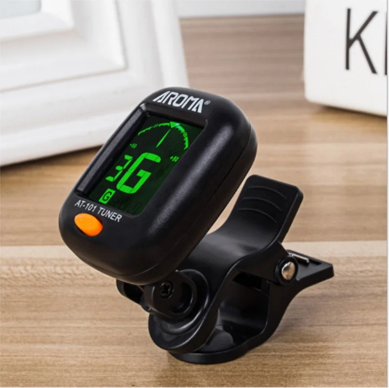 

AROMA AT-01A Guitar Tuner Rotatable Clip-on Tuner LCD Display for Chromatic Acoustic Guitar Bass / 100pcs