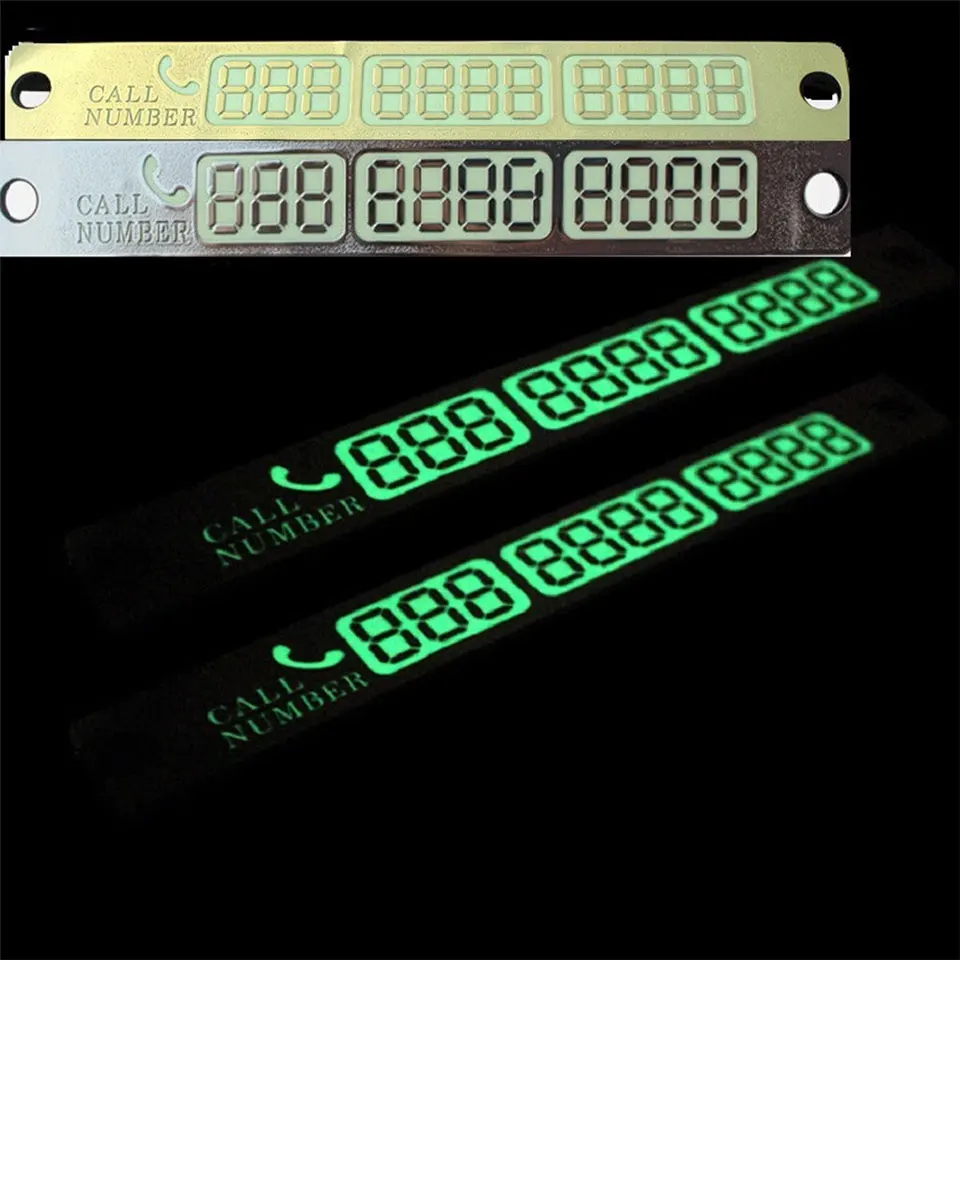 Night Light Temporary Car Parking Notification Card Telephone Number Plate Stickers Universal Auto Phone Number Card (1)