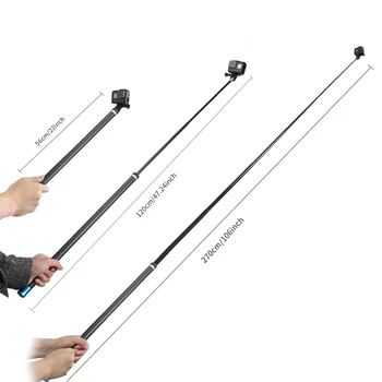 

TELESIN 106" Long Carbon Fiber Handheld Selfie Stick Extendable Pole Monopod for GoPro Hero7 6 5 4 3 for Xiaomi YI Action Camera